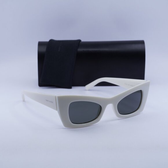 Saint Laurent SL702 003 Cat Eye Sunglasses - Ivory/Grey